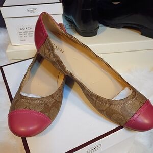 Coach Women's Brown and Pink Ballet Flats